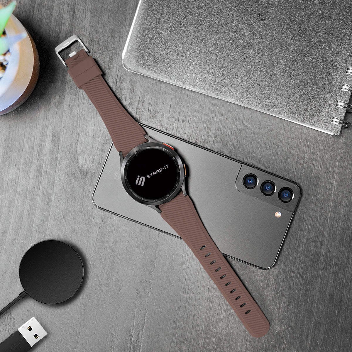 Amazfit Bip 5 twill siliconen bandje (bruin)