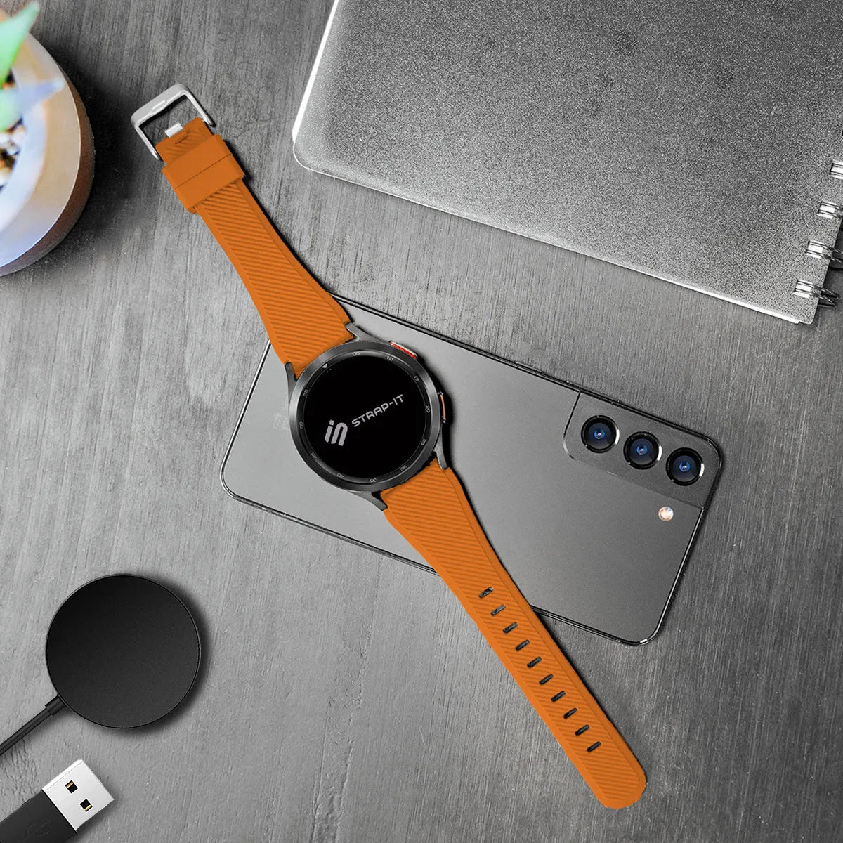 Oppo Watch S twill siliconen bandje (oranje)