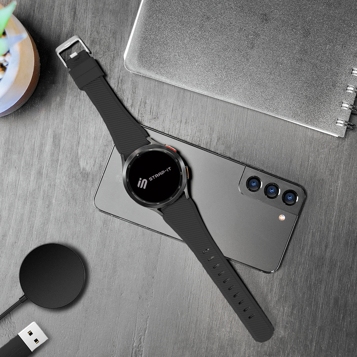 Huawei Watch Ultimate twill siliconen bandje (zwart)
