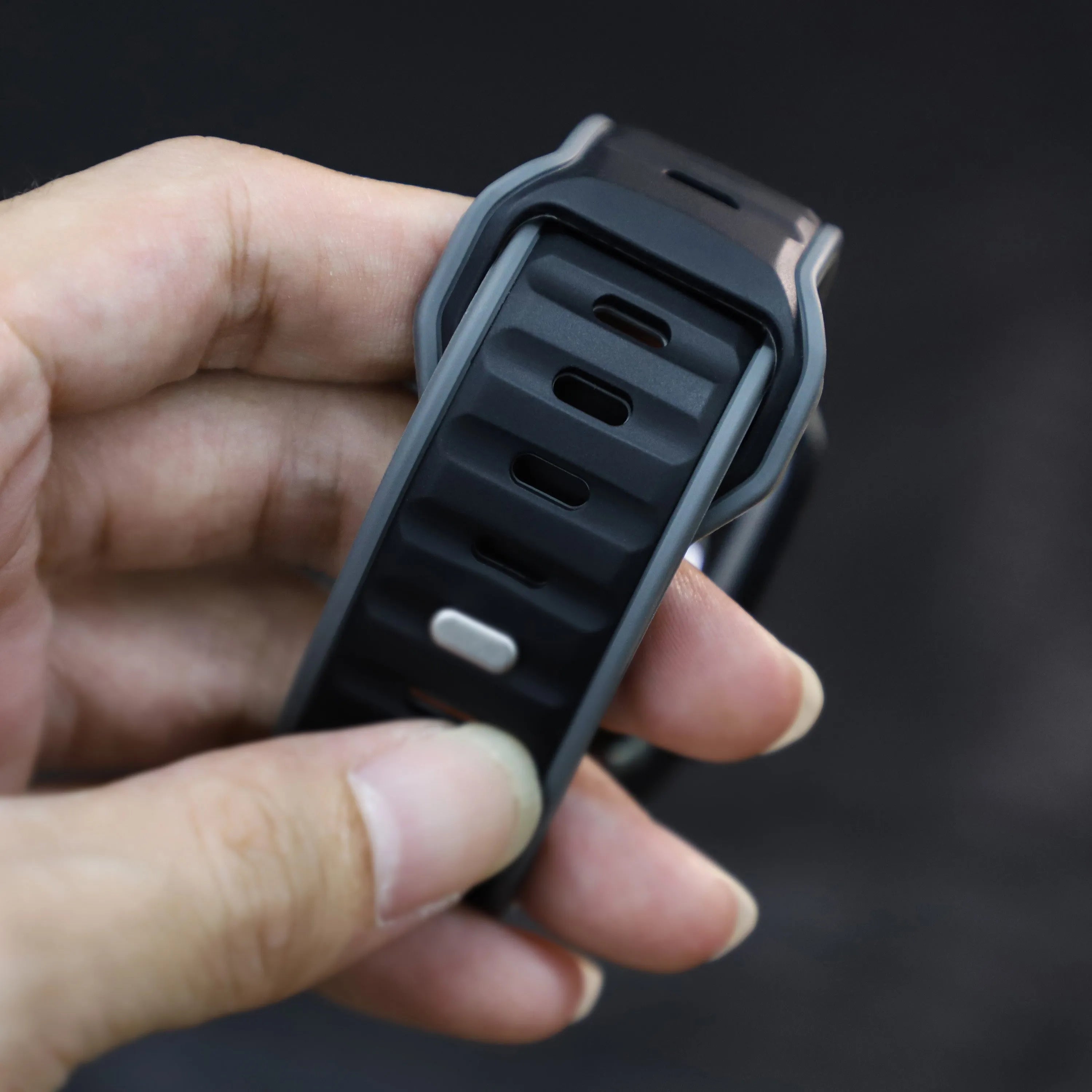 Apple Watch premium outdoor siliconen bandje (zwart/grijs)
