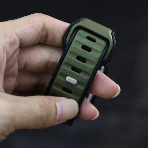 Silicone Premium Outdoor Strap, army green/black, lifestyle photo