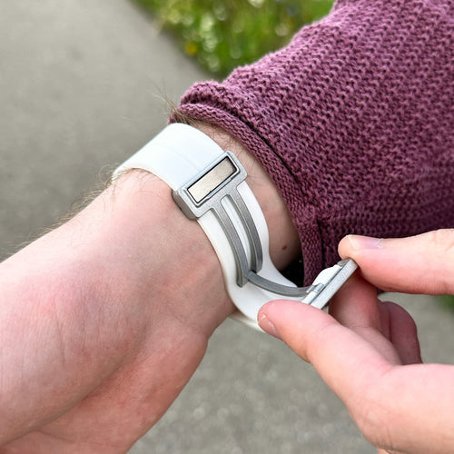 Silicone Magnetic Sport Strap, white, lifestyle photo