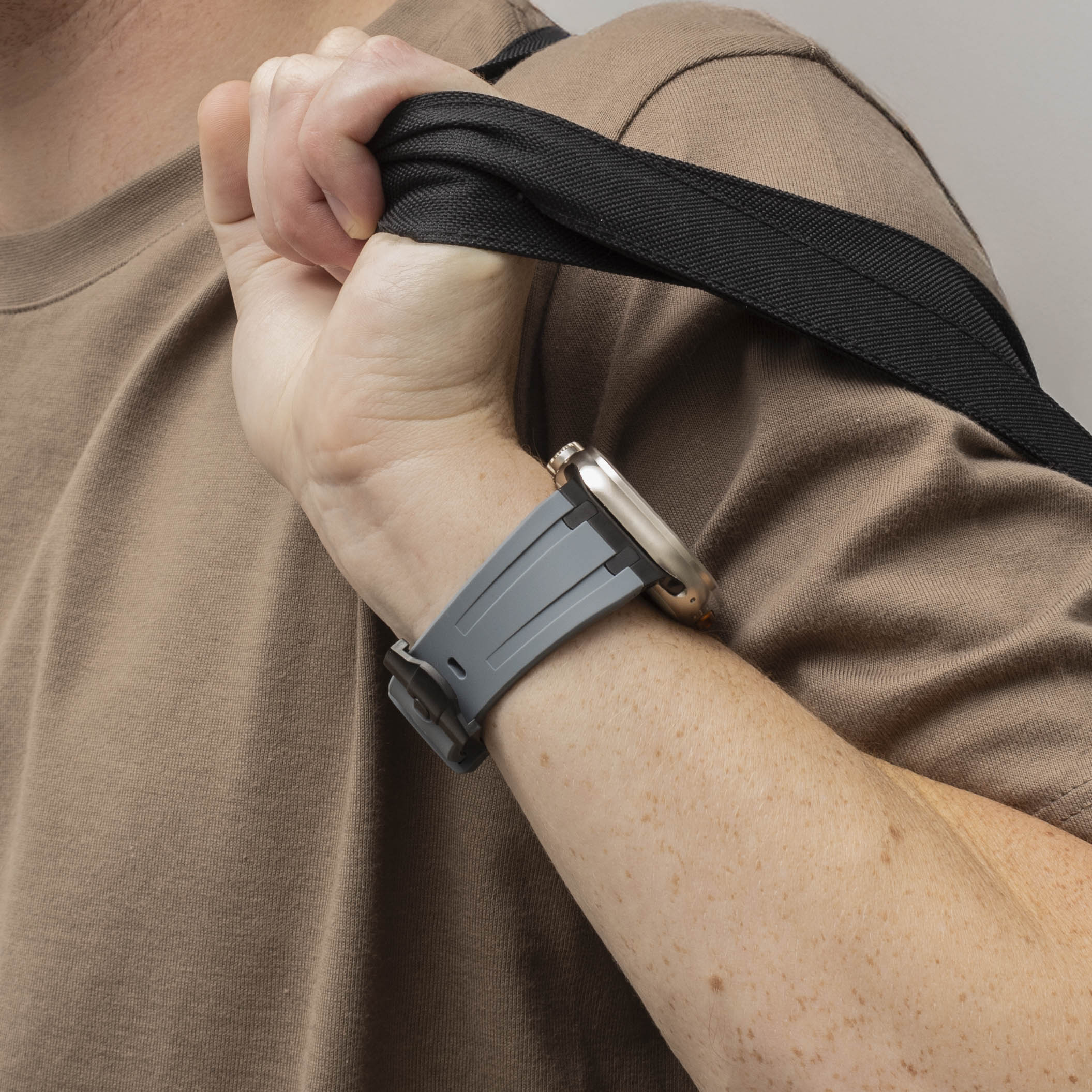Apple Watch Ultra Luxury Liquid Silicone Strap (Dark Grey with Black)