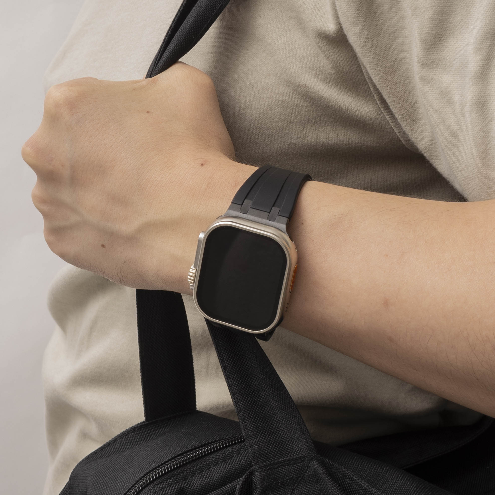 Bandz Apple Watch Ultra Silicone Strap 'Luxe Liquid' (Black with Black)