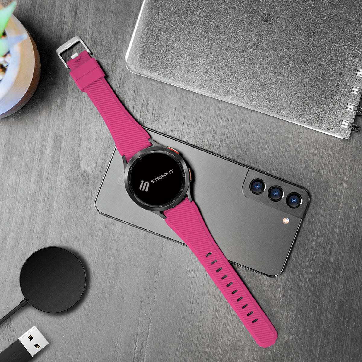 Twill Silicone Strap, bright pink, lifestyle photo