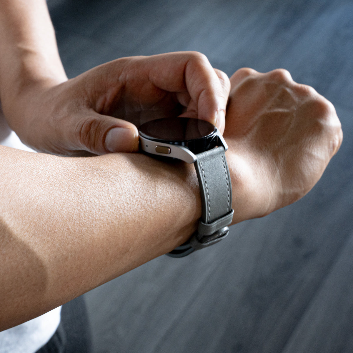 Modern Leather Strap, grey, lifestyle photo