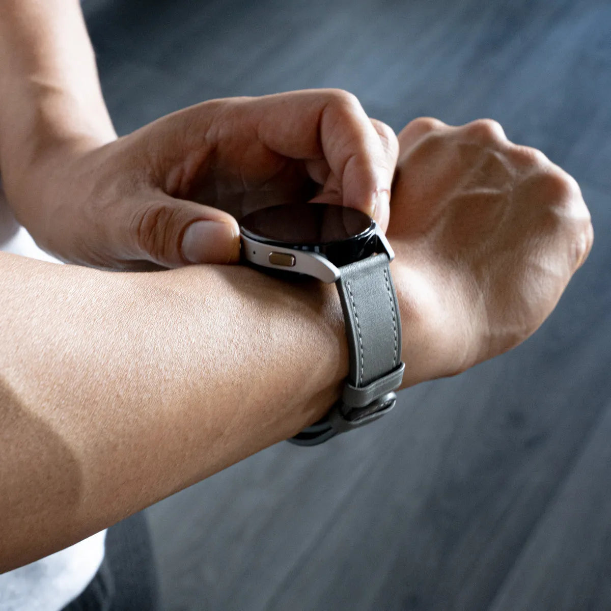 OnePlus Watch 3 - 46mm modern leren band (grijs)