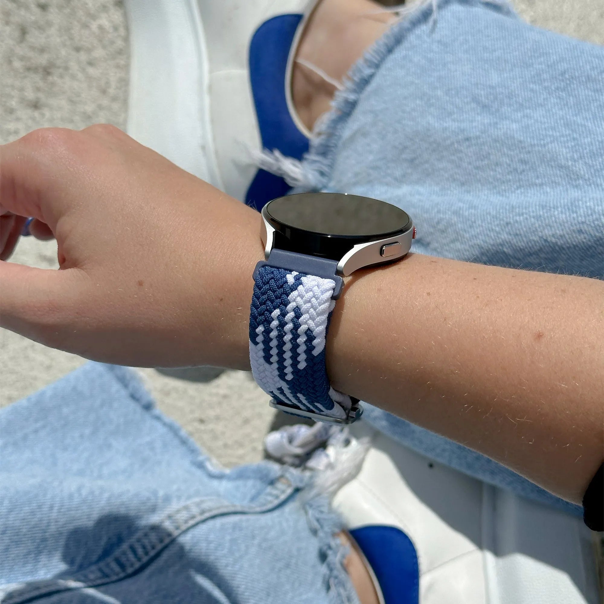 Amazfit GTR Mini verstelbaar geweven bandje (blauw/wit)