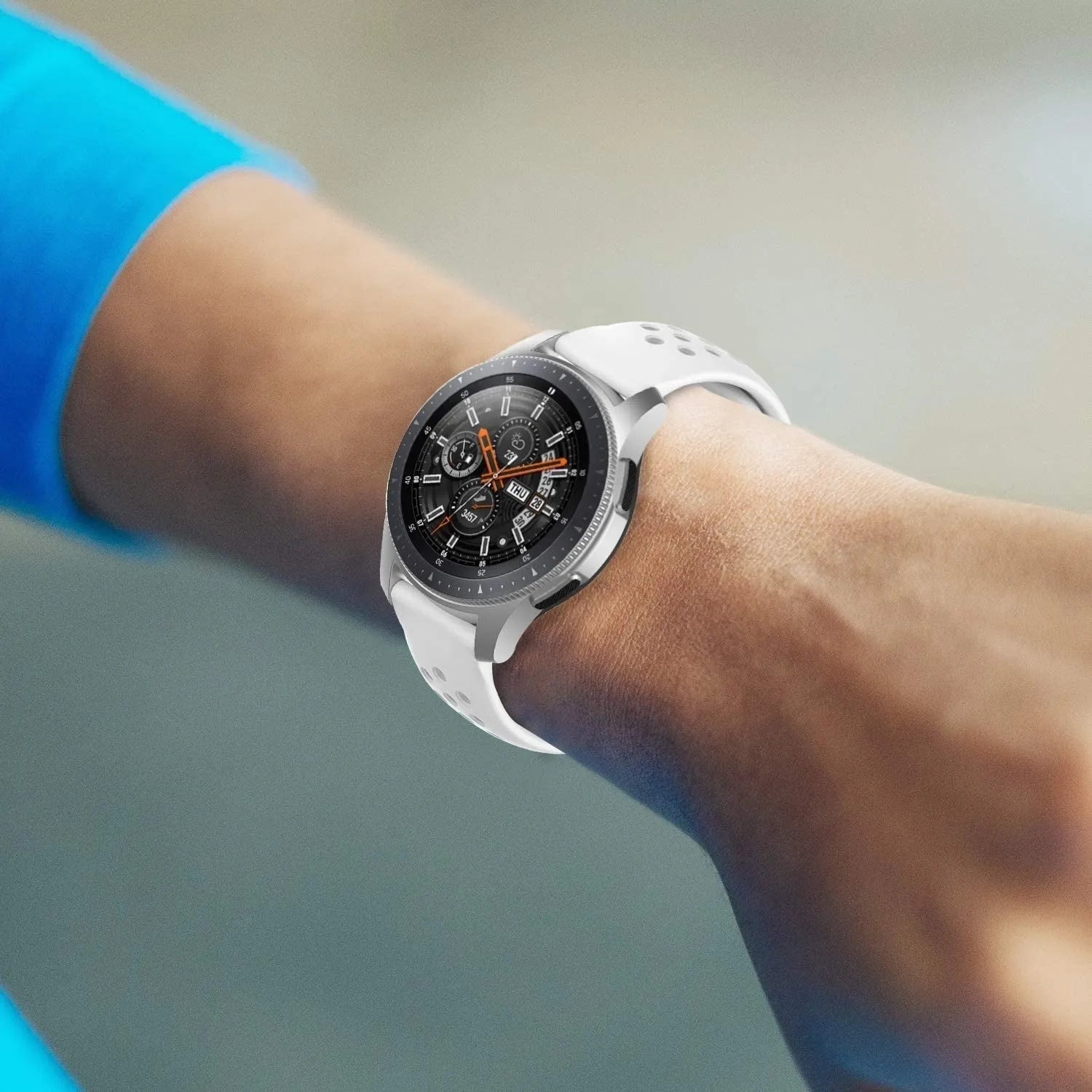 Breathable Silicone Strap, white, lifestyle photo