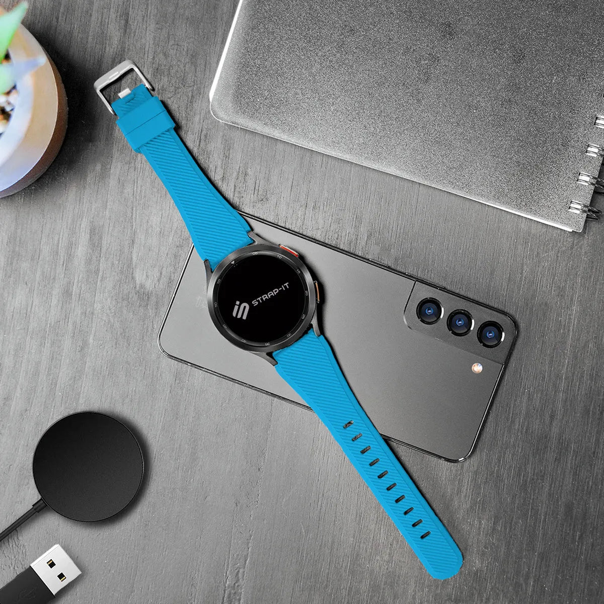 Coros Apex 46mm twill siliconen bandje (lichtblauw)
