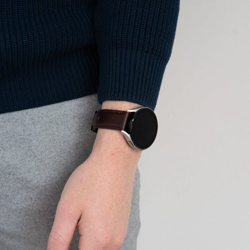 Bandz Pebble Round 2 - 20mm lederen band 'Classic' (donkerbruin)