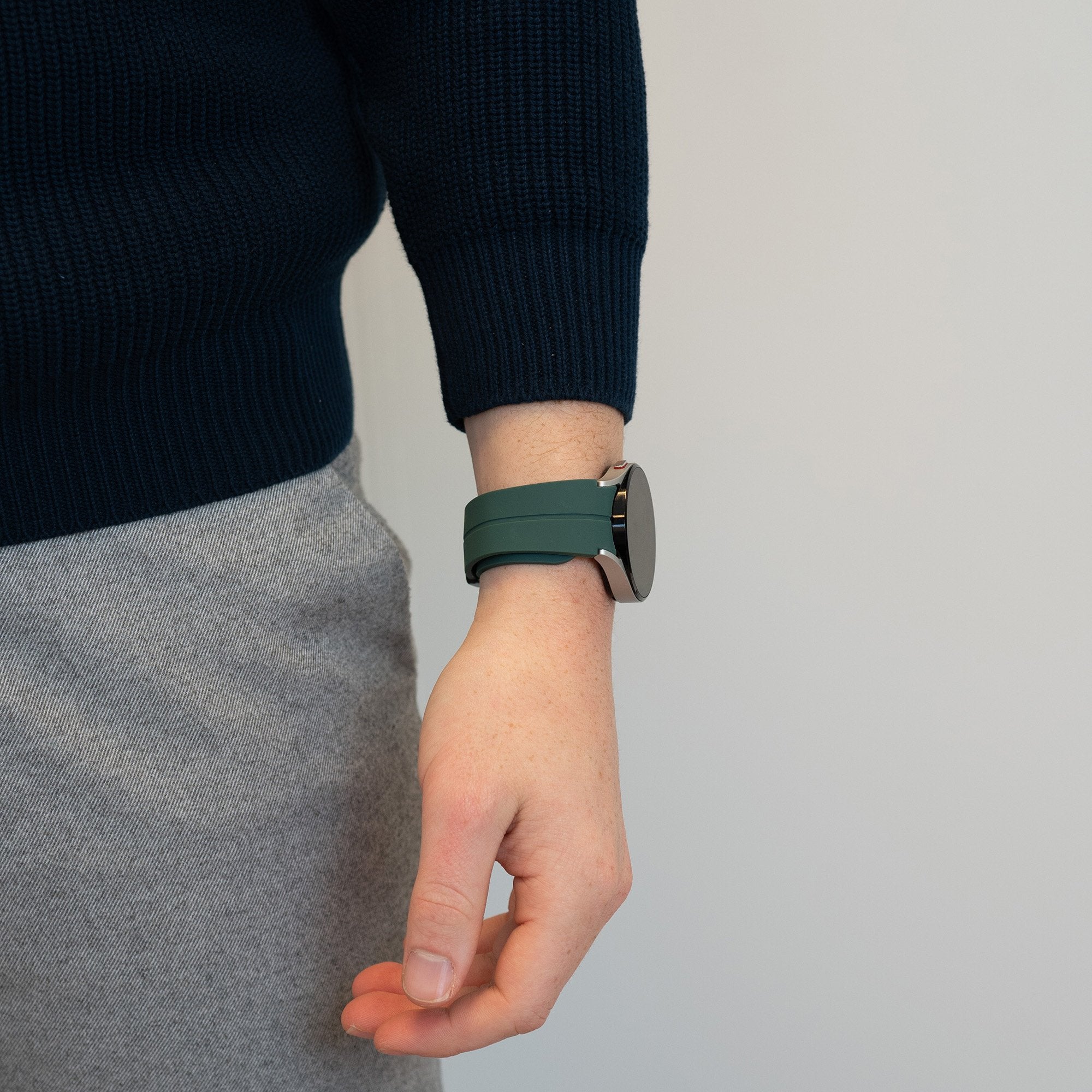 Bandz Samsung Galaxy Watch 4 Classic 46mm Silicone Strap with D-Buckle (Dark Green)