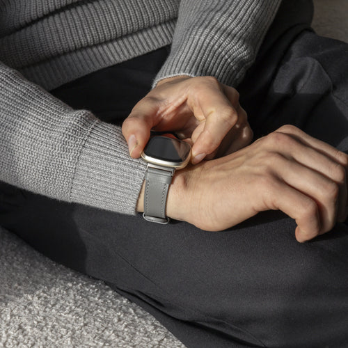 Fitbit Versa 3 bandje leer (grijs)