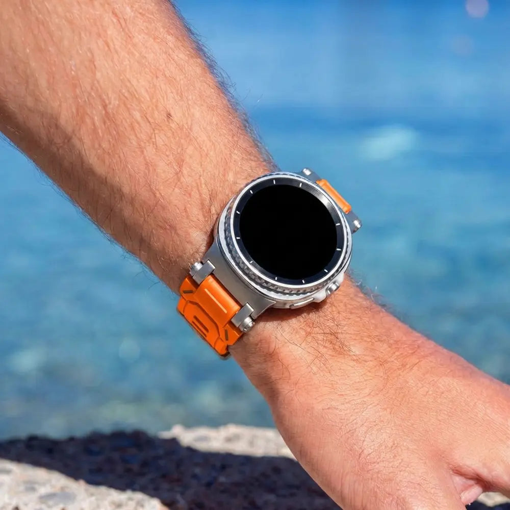 Samsung Galaxy Watch 8 - 40mm 'Explorer' silicone band (oranje met titanium)