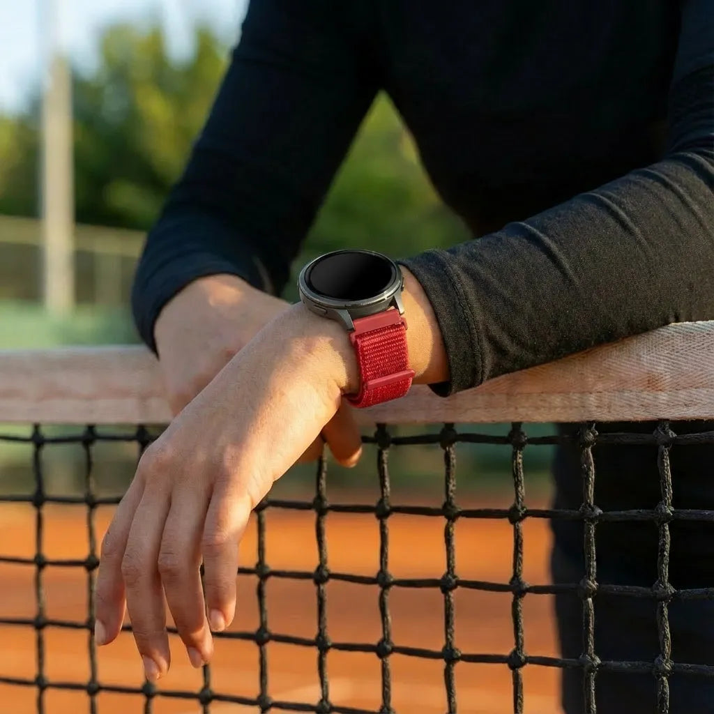 Bandz Garmin Vivomove Luxe nylon loop band (rood)