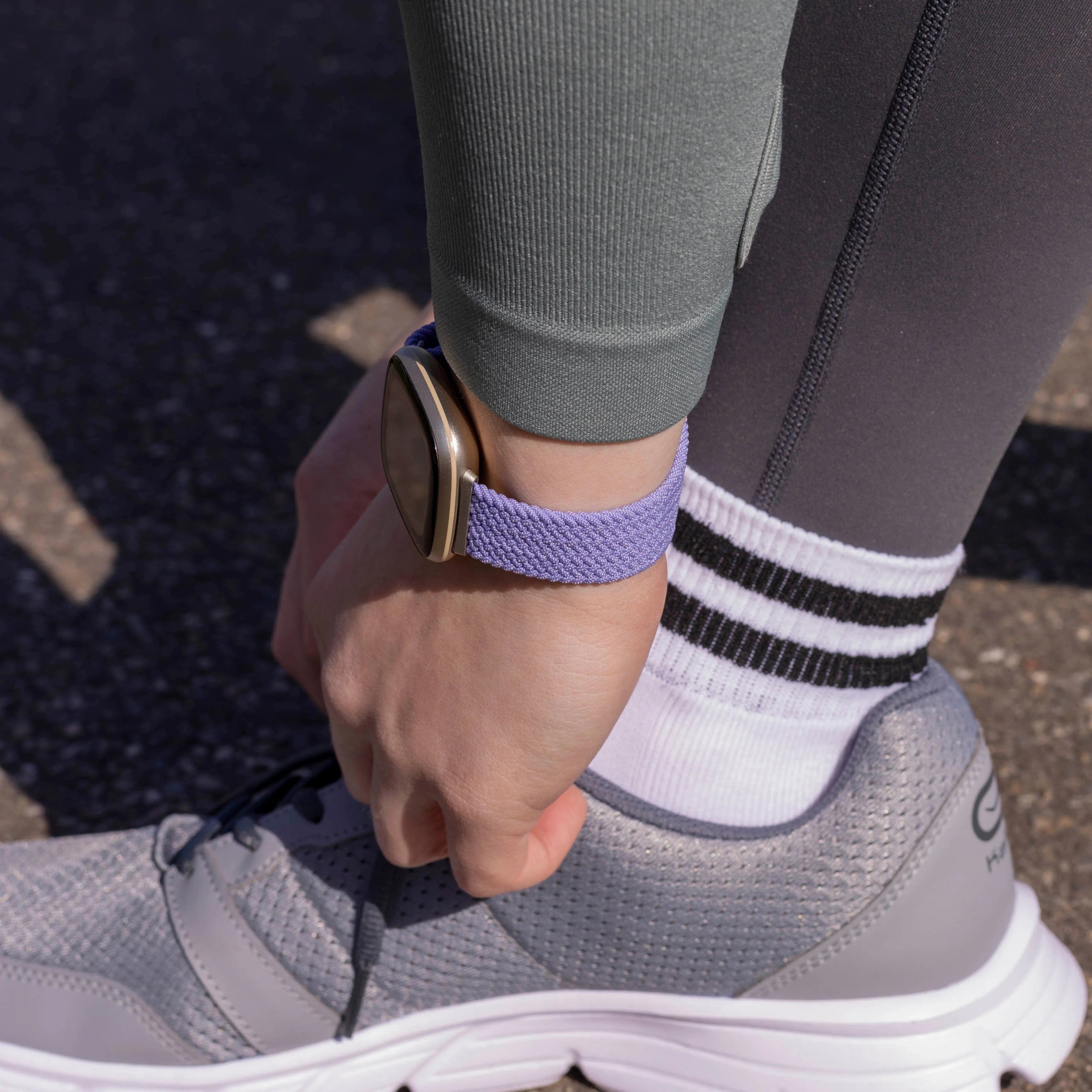 Fitbit Sense verstelbaar gevlochten bandje (lichtpaars)
