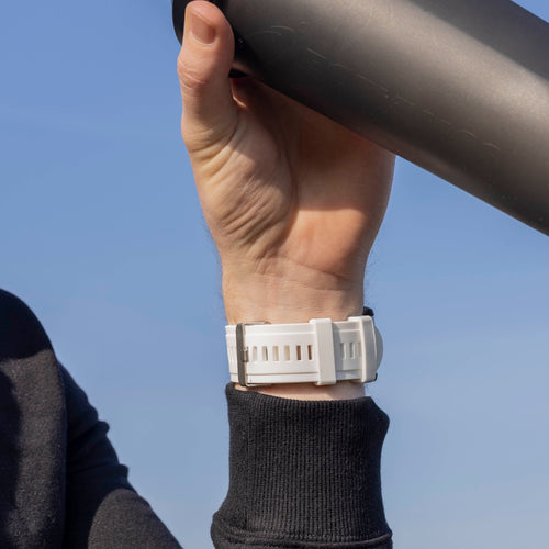 Glossy Silicone Strap, white, lifestyle photo