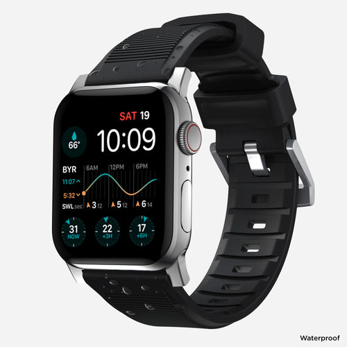 Nomad Rugged Apple Watch siliconen bandje (zwart/zilver)