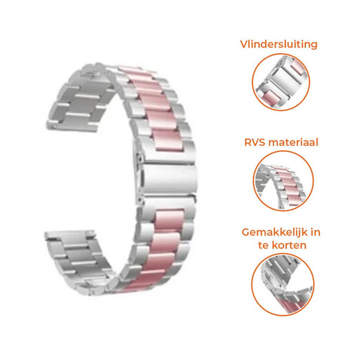 Huawei Watch GT 5 - 41mm stalen band zilver/roze