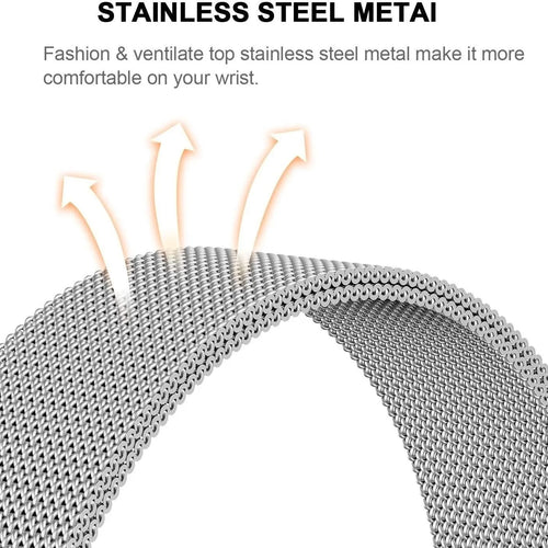 Milanese Strap, silver, infographic (USP banner)