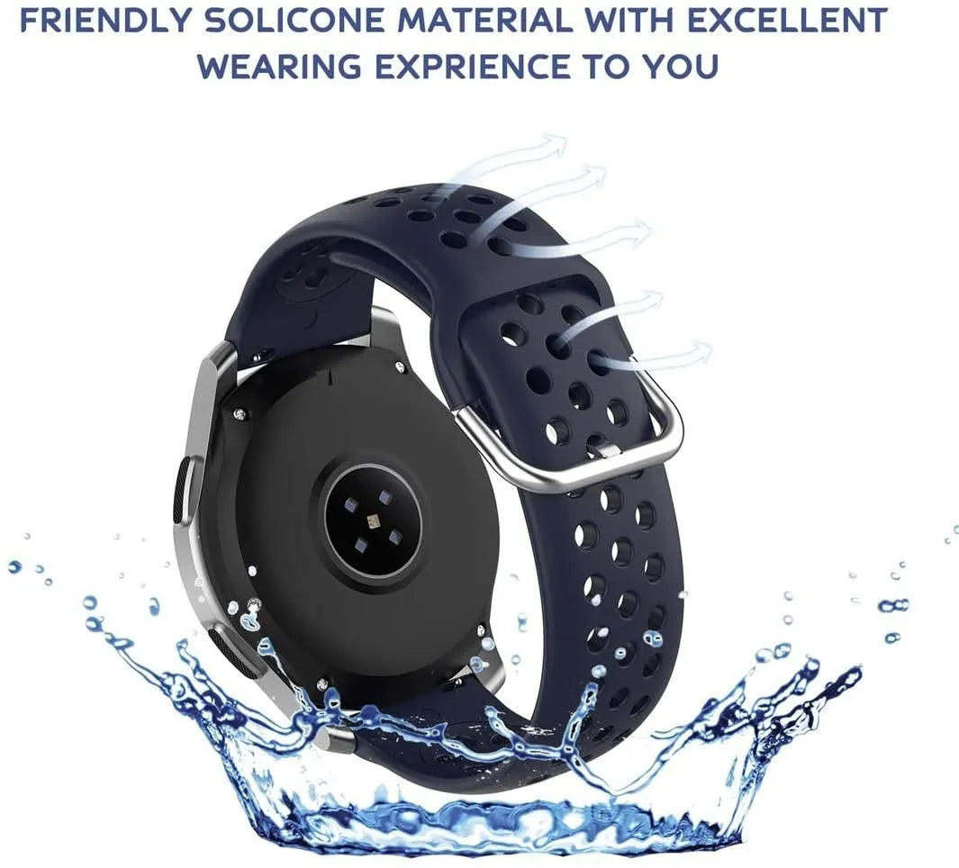Breathable Silicone Strap, dark blue, infographic (USP banner)