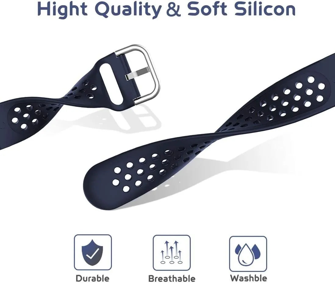Breathable Silicone Strap, dark blue, infographic (USP banner)