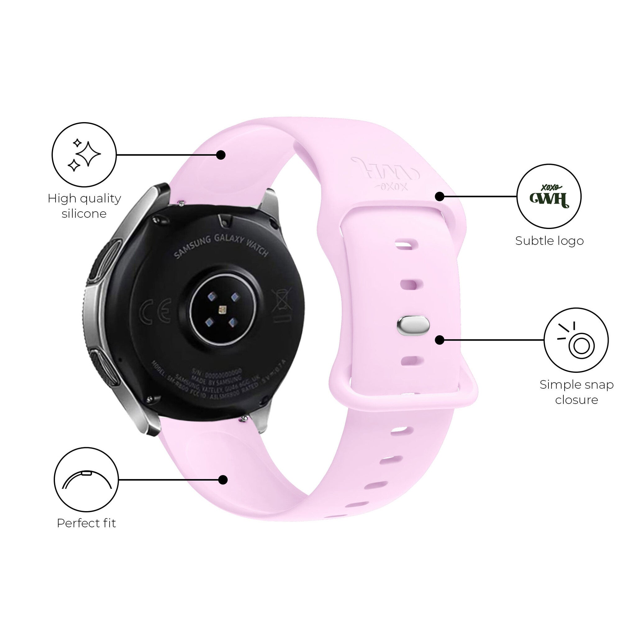 xoxo Wildhearts Samsung Galaxy Watch 7 - 44mm Silicone Strap (Bright Pink)