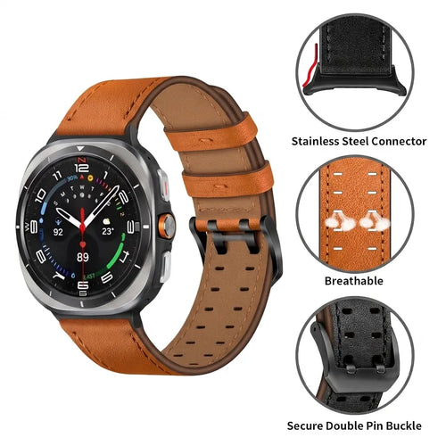 Samsung Galaxy Watch Ultra double pin leren band (oranje)