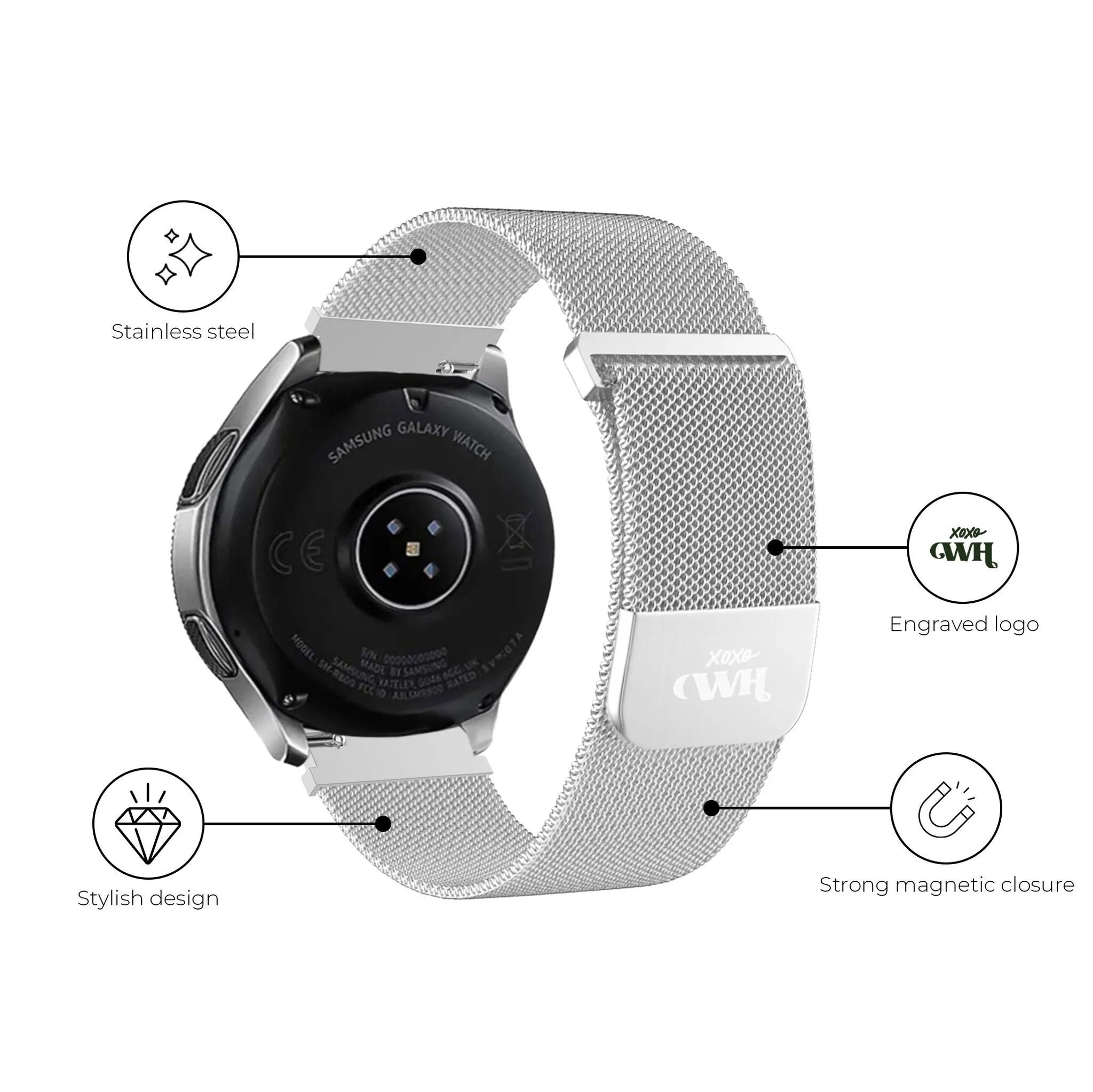 xoxo Wildhearts Amazfit GTR 2 Milanese band (zilver)