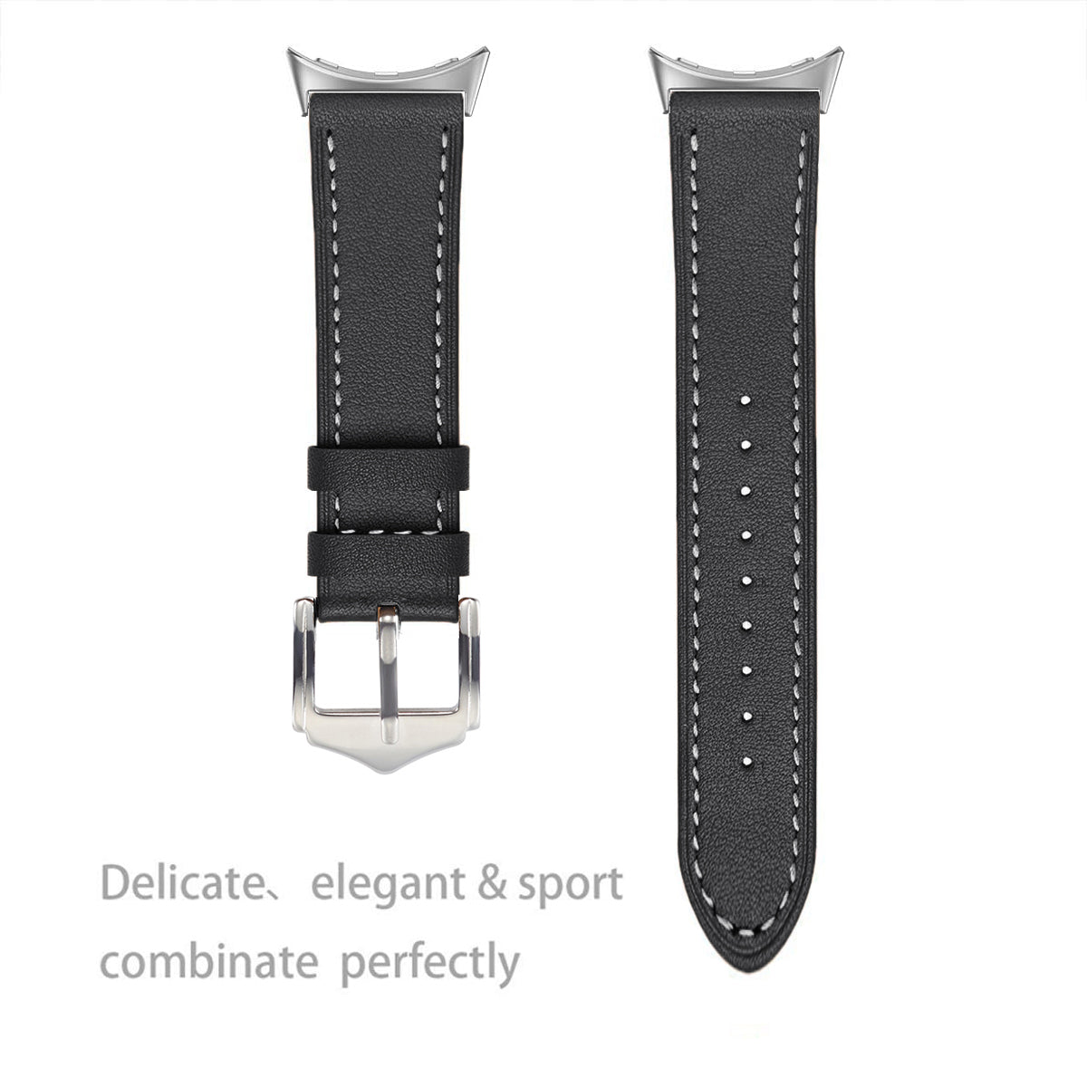 Google Pixel Watch 4 - 45mm modern leren band (zwart)