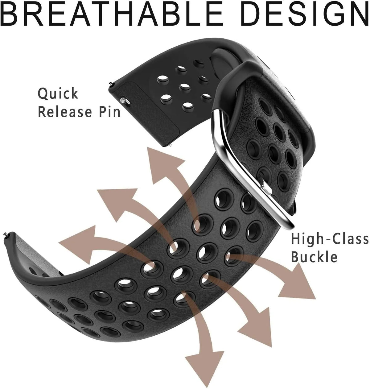 Breathable Silicone Strap, black, promotional banner