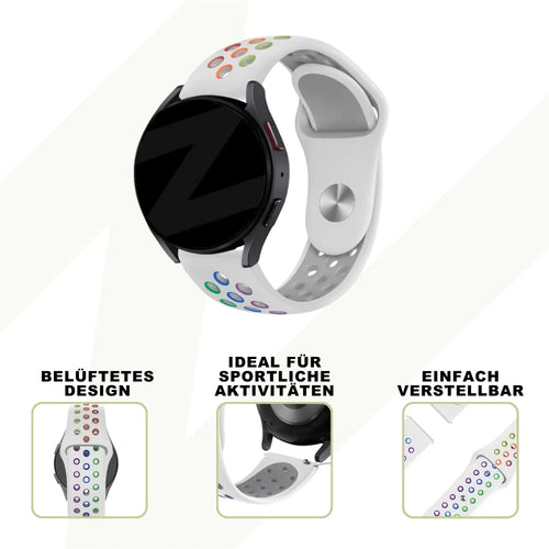Silicone Sport Strap 'Deluxe', white/colourful, promotional banner