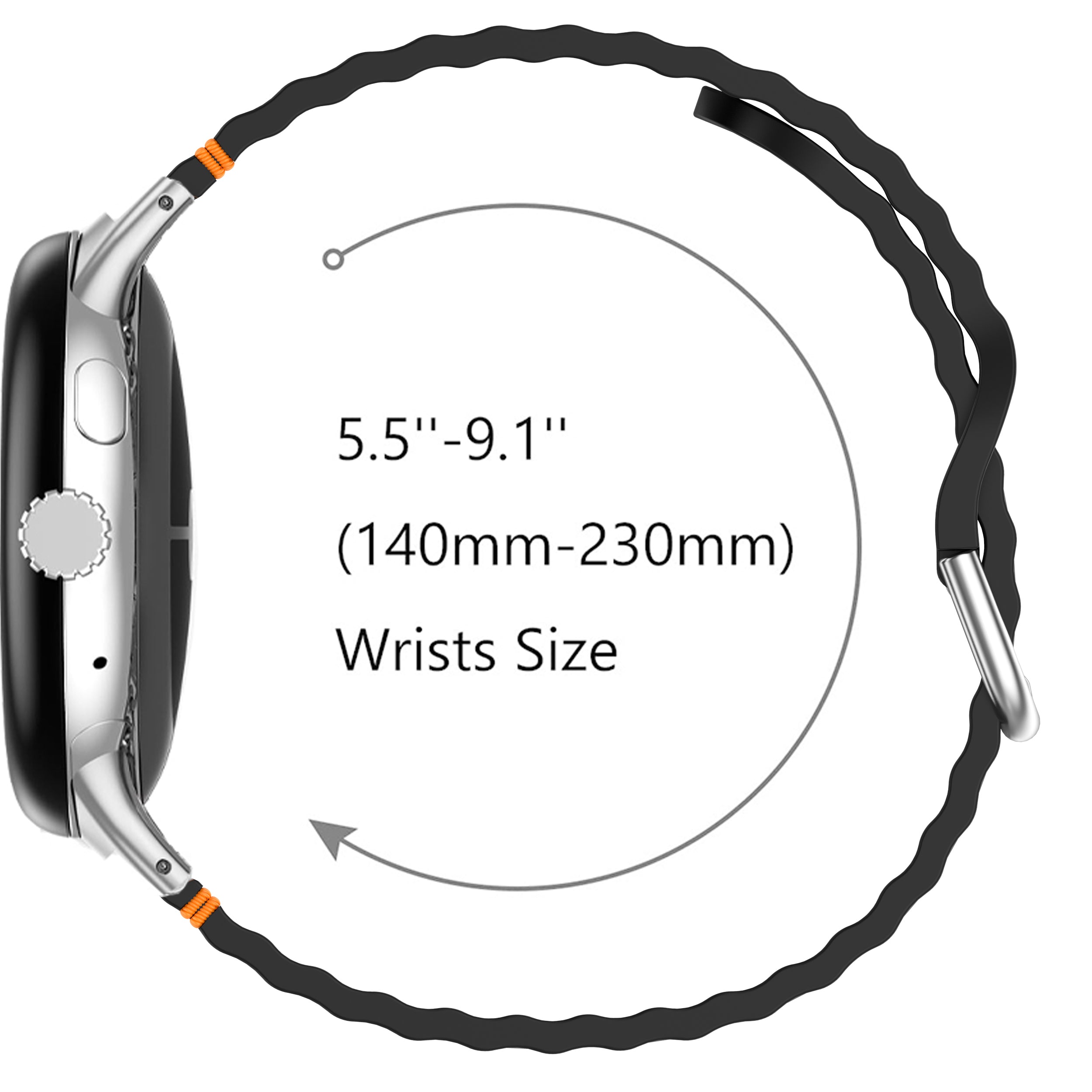 Google Pixel Watch 3 - 45mm wave siliconen bandje (zwart)