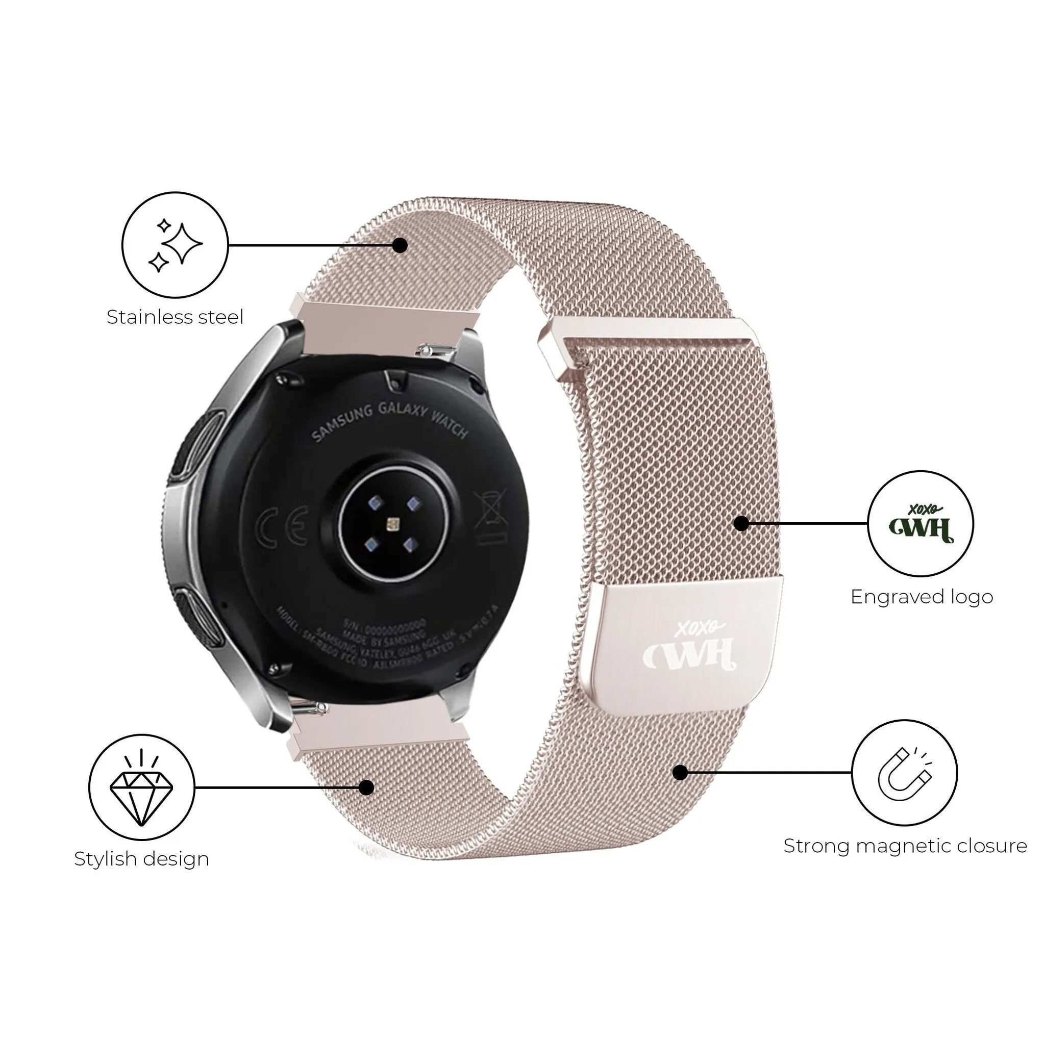 xoxo Wildhearts OnePlus Watch Milanese band (rosé)