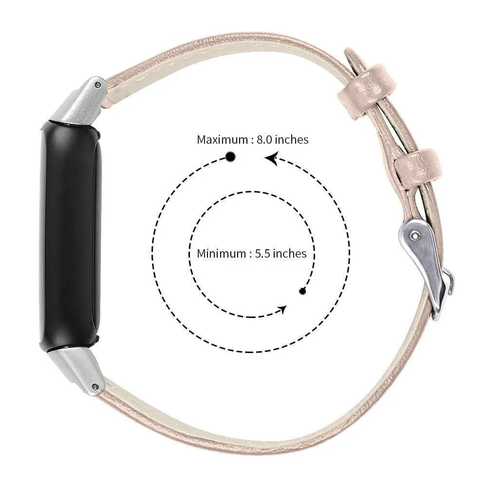 Fitbit Luxe modern leren bandje (beige-roze)