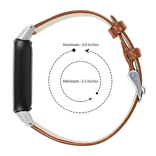 Fitbit Luxe modern leren bandje (bruin)