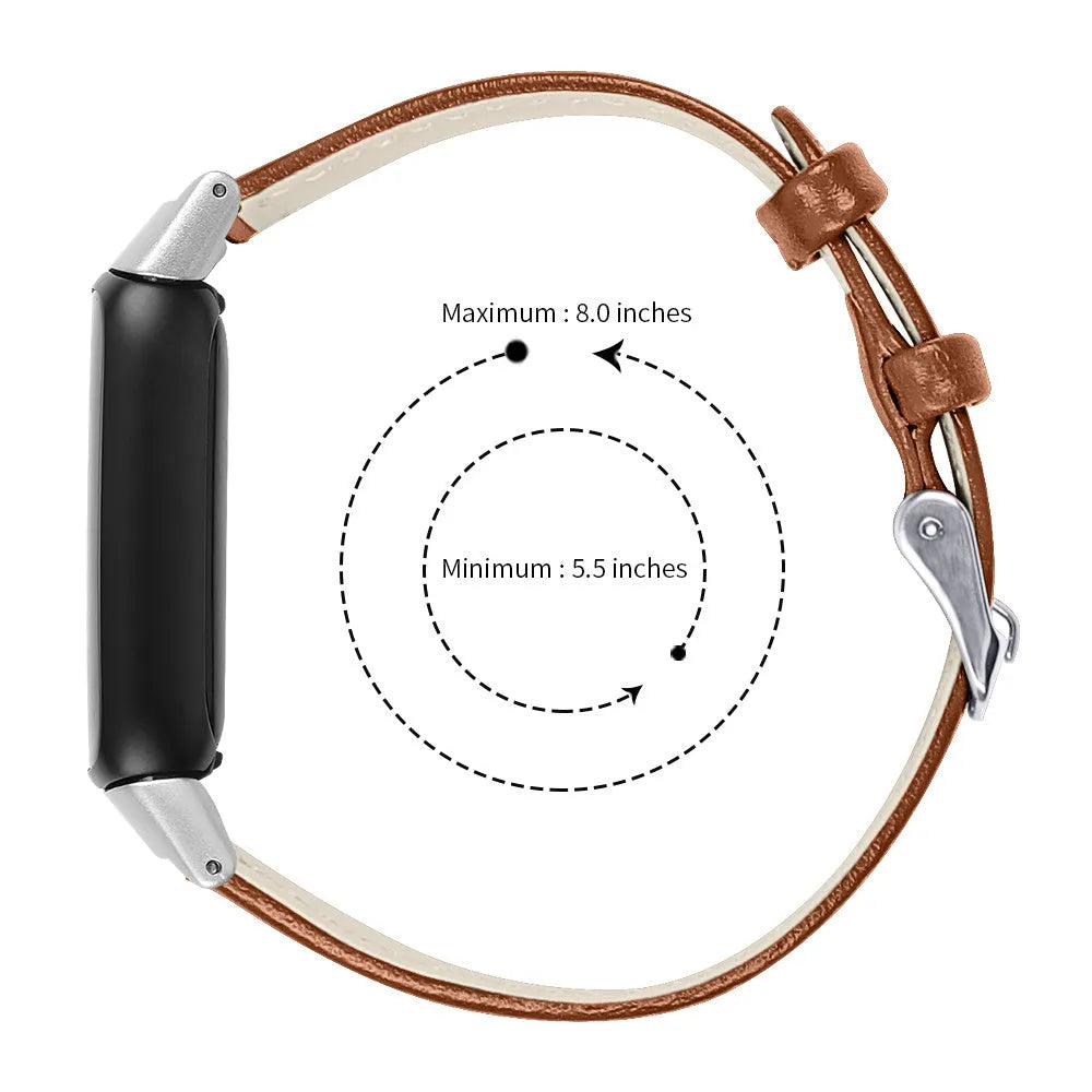 Fitbit Luxe modern leren bandje (bruin)