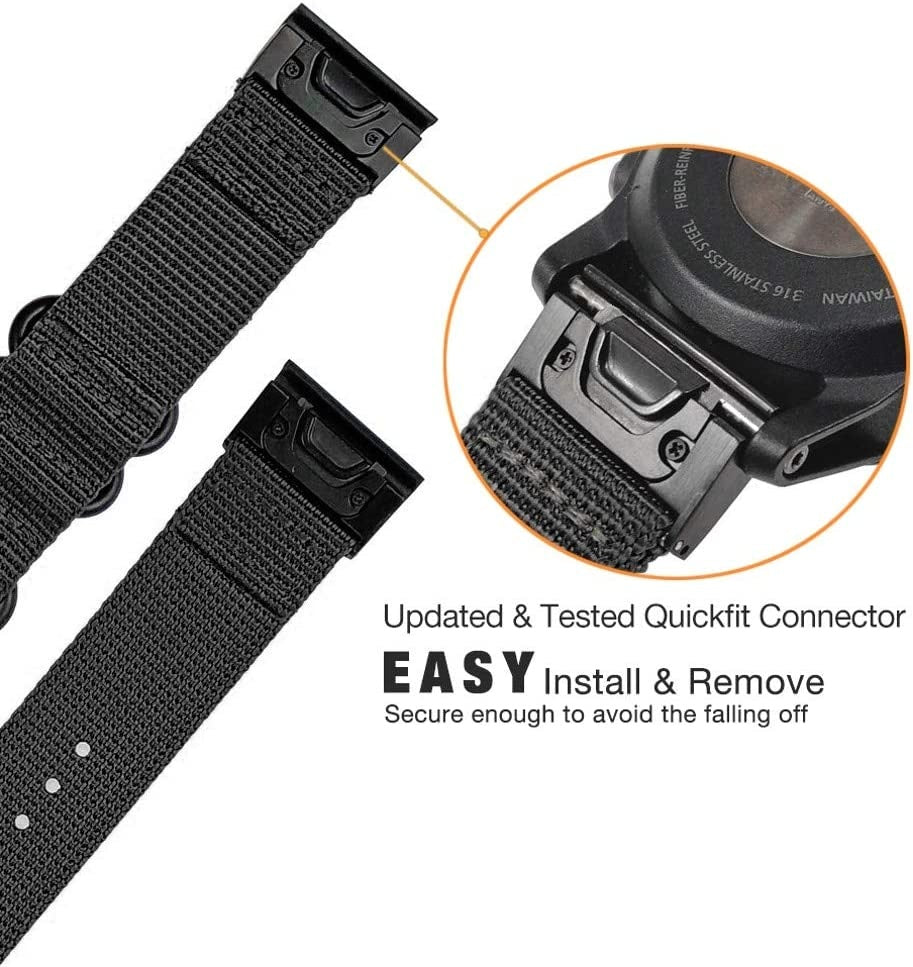 Garmin Fenix 5s / 6s nylon gesp band (zwart)