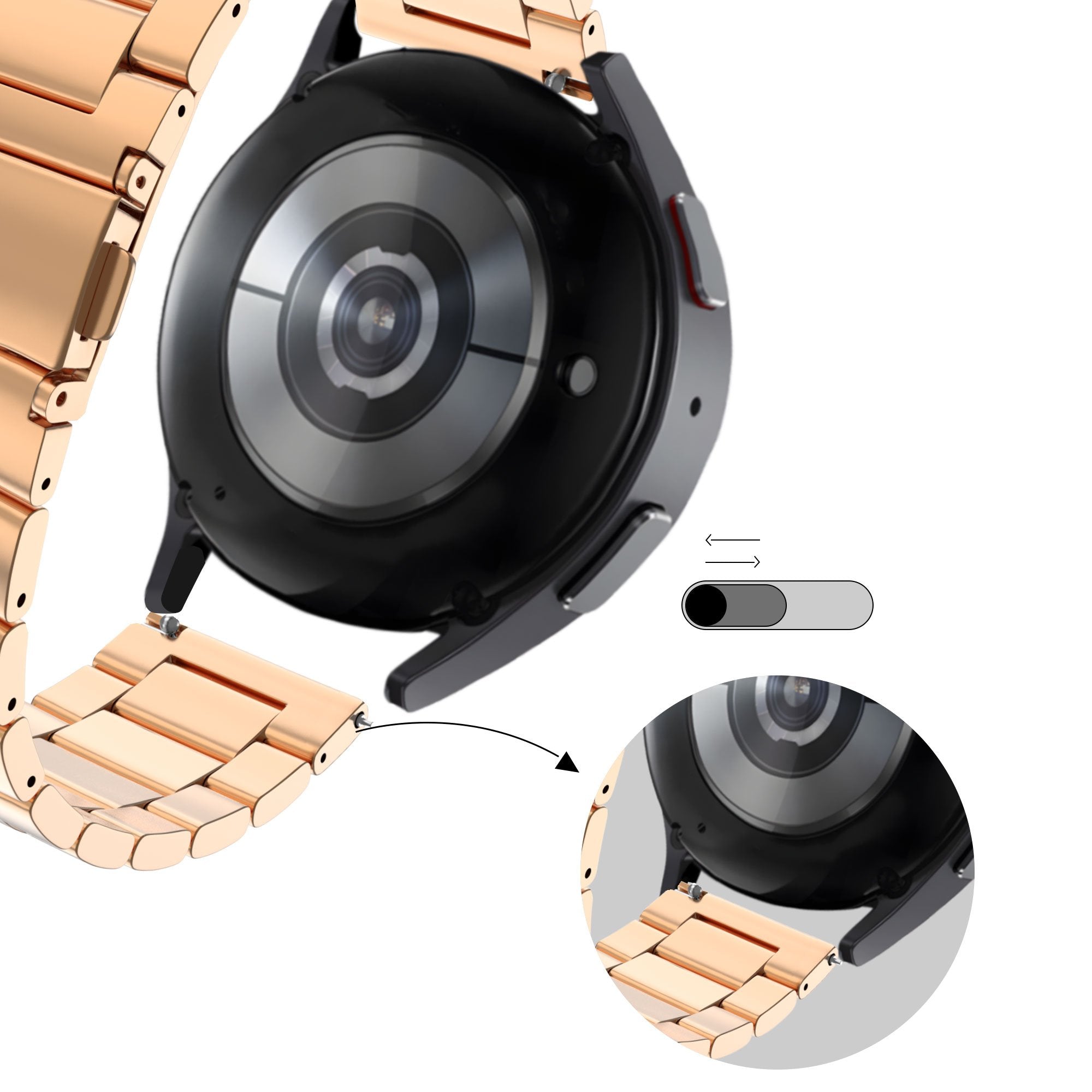 Bandz Garmin Vivomove Sport Steel Strap 'Classic' (Rose Gold)