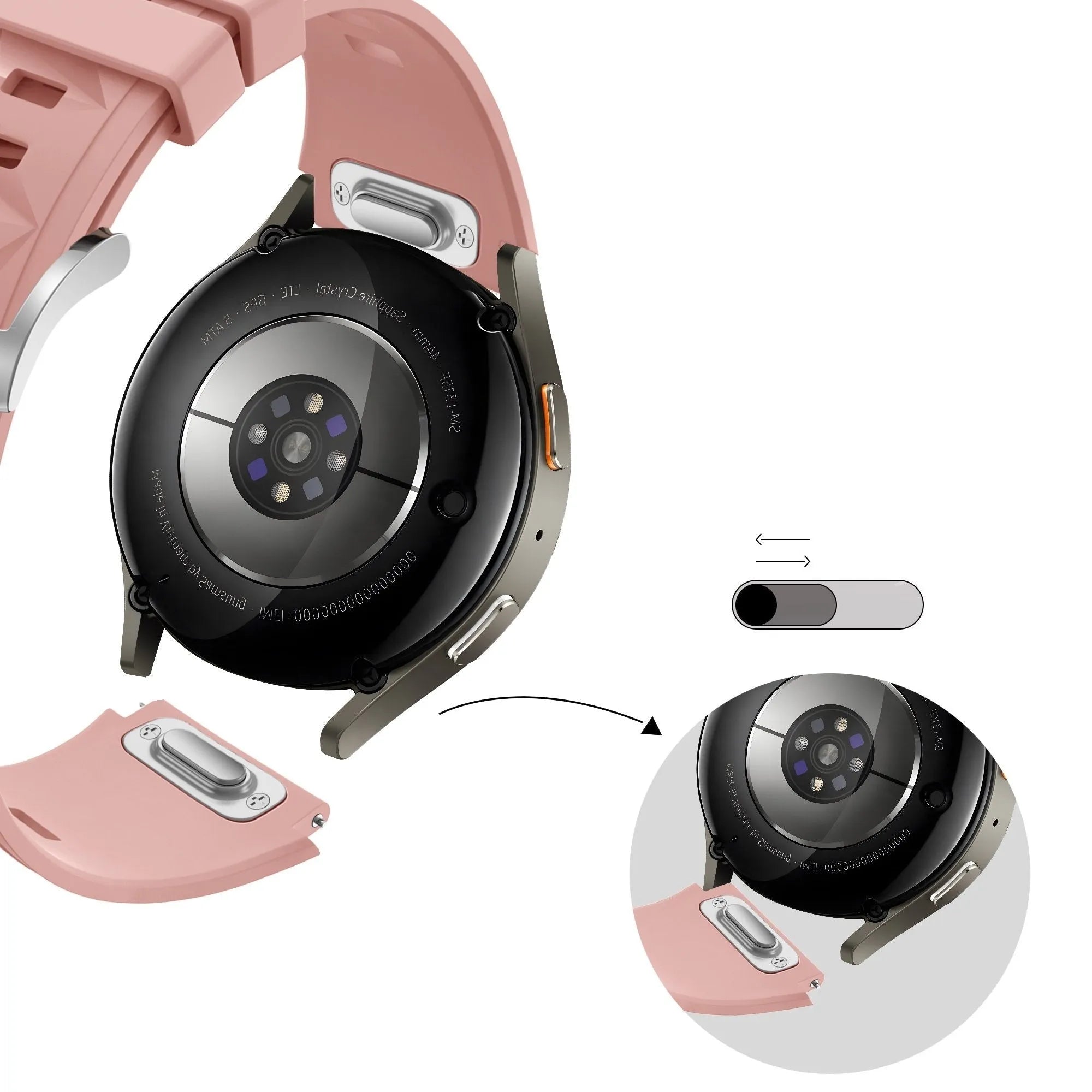 Bandz ICE Smart SQ 2.0 Square 1.70 siliconen band 'Easy fit' (roze)