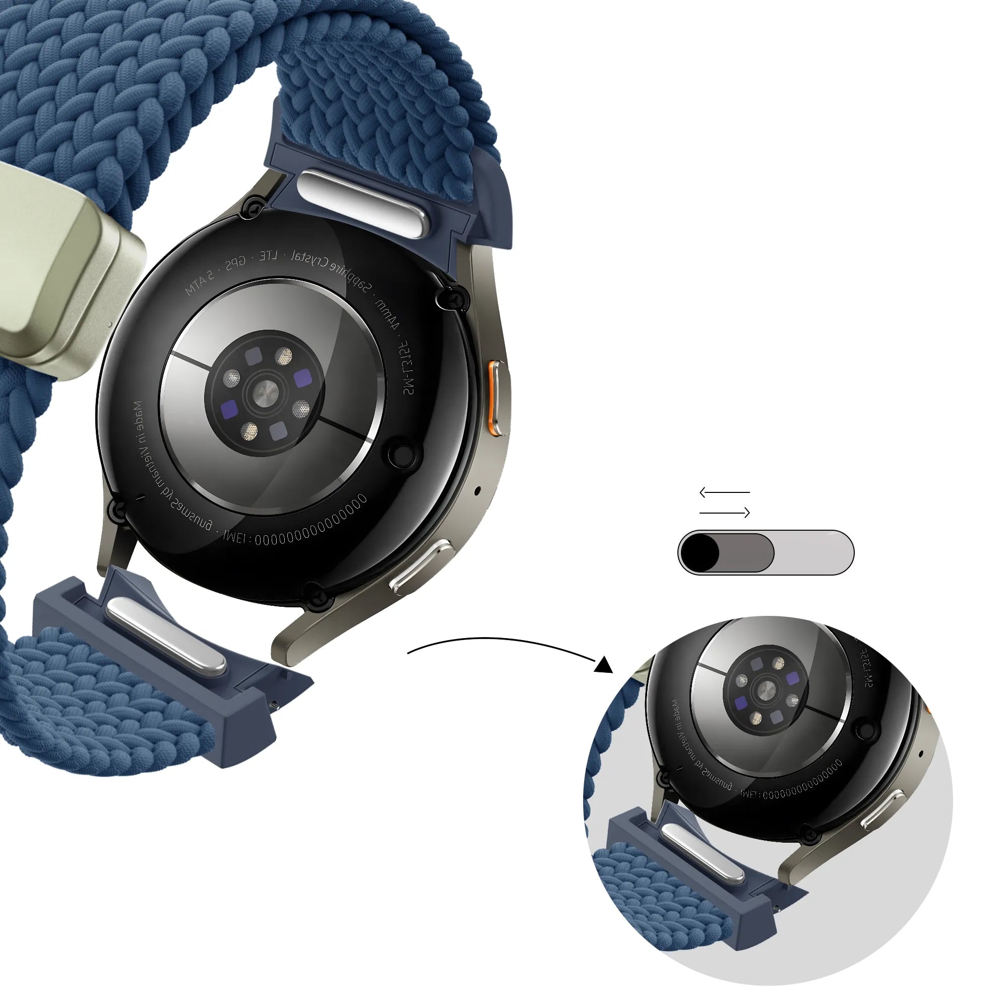 Bandz Samsung Galaxy Watch 5 - 44mm Braided Strap 'Easy Fit' (Blue)