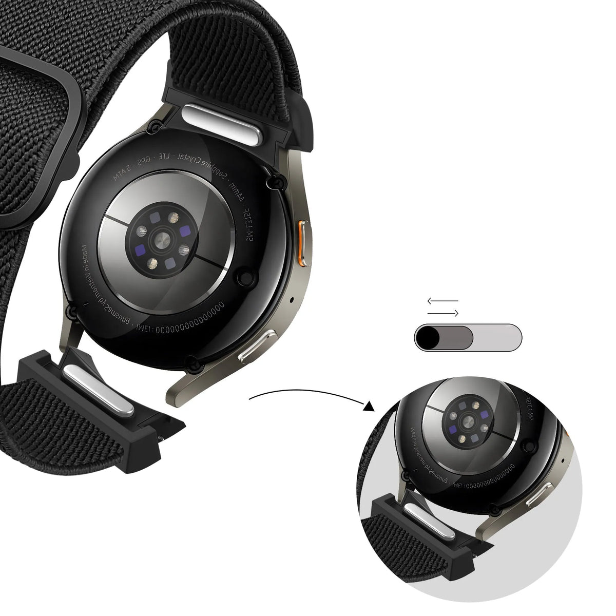Bandz Samsung Galaxy Watch 4 44mm Elastic Strap 'Easy Fit' (Black)