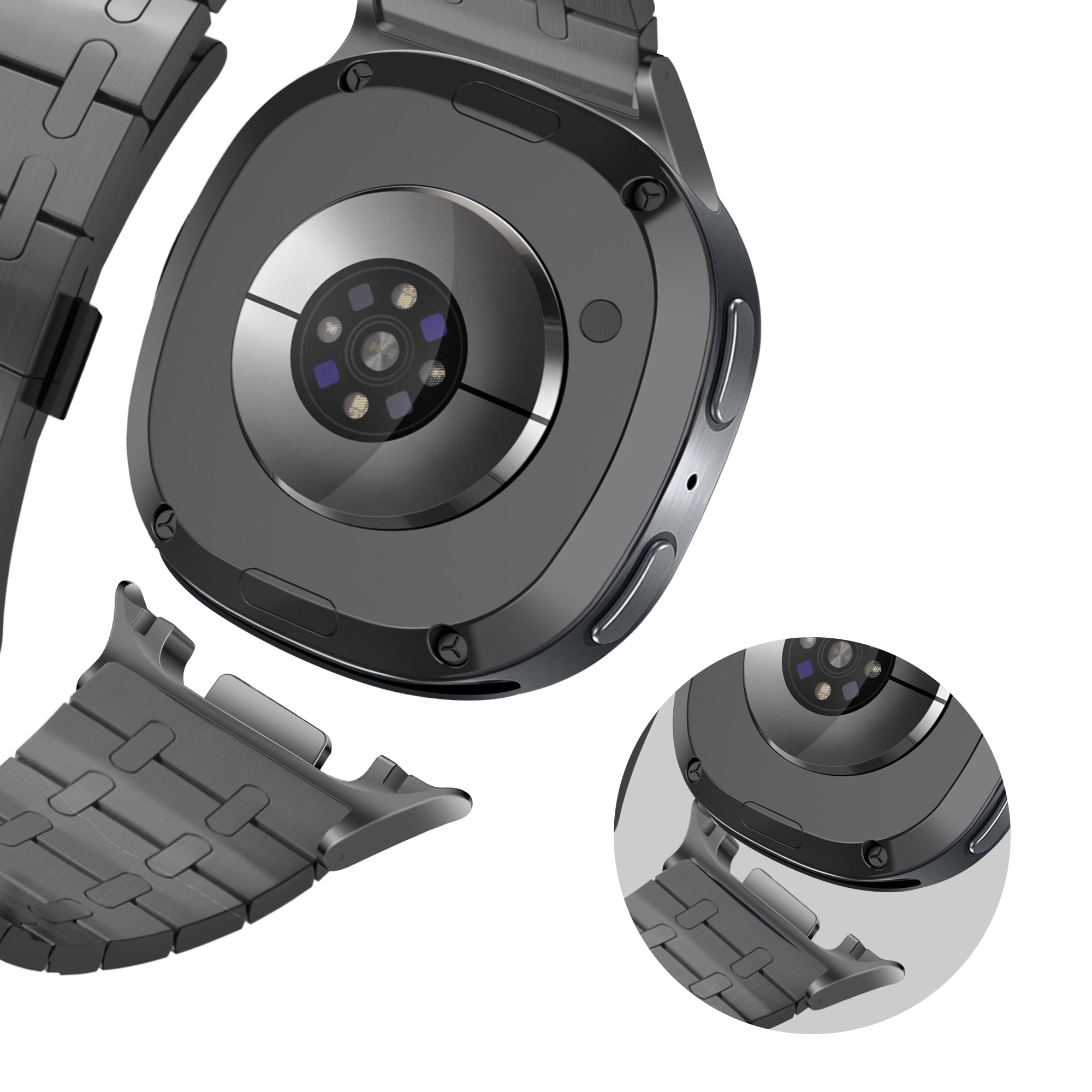 Bandz Samsung Galaxy Watch 8 - 44mm stalen band 'Royal' (zwart)