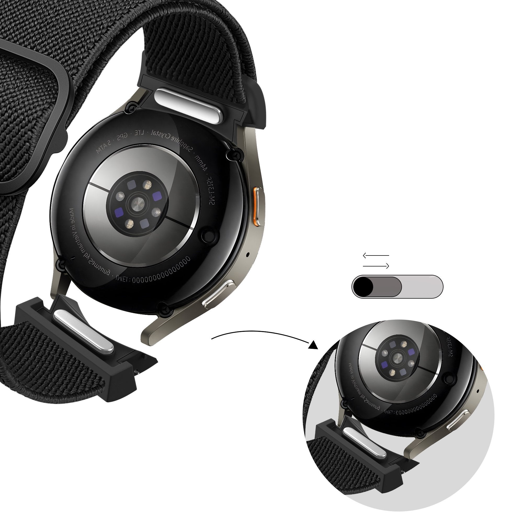 Bandz Samsung Galaxy Watch 7 - 40mm elastische band 'Easy fit' (zwart)