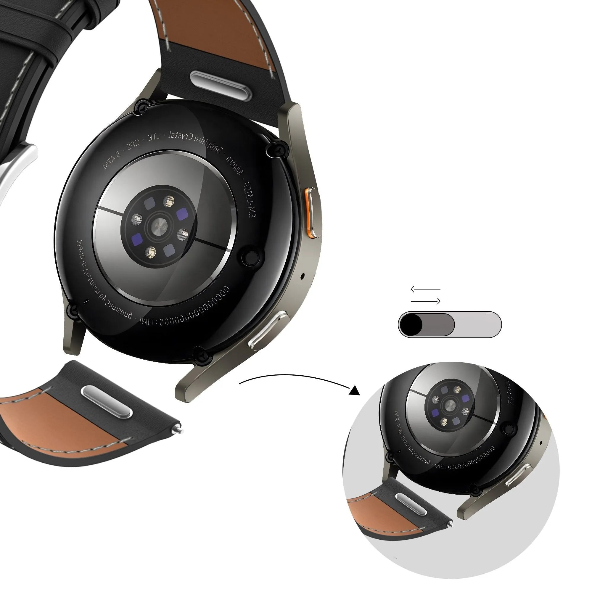 Bandz Polar Ignite 3 Leather Strap 'Easy Fit' (Black)
