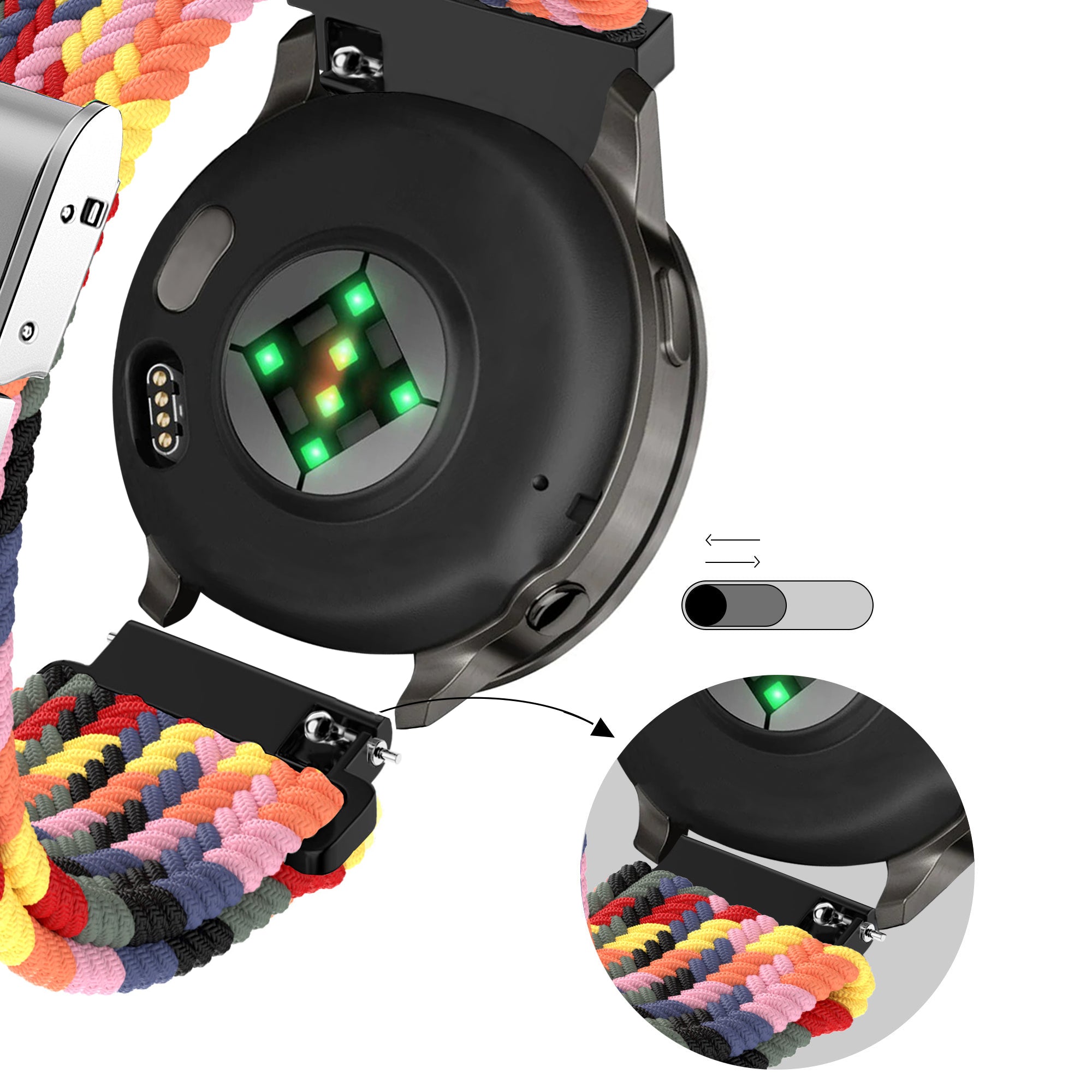 Bandz Garmin Forerunner 70 gevlochten nylon band (multicolour)