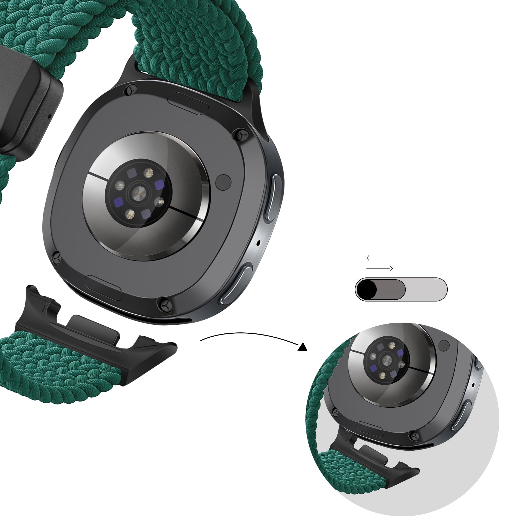 Bandz Samsung Galaxy Watch 8 - 40mm Magnetic Braided Strap (Green)