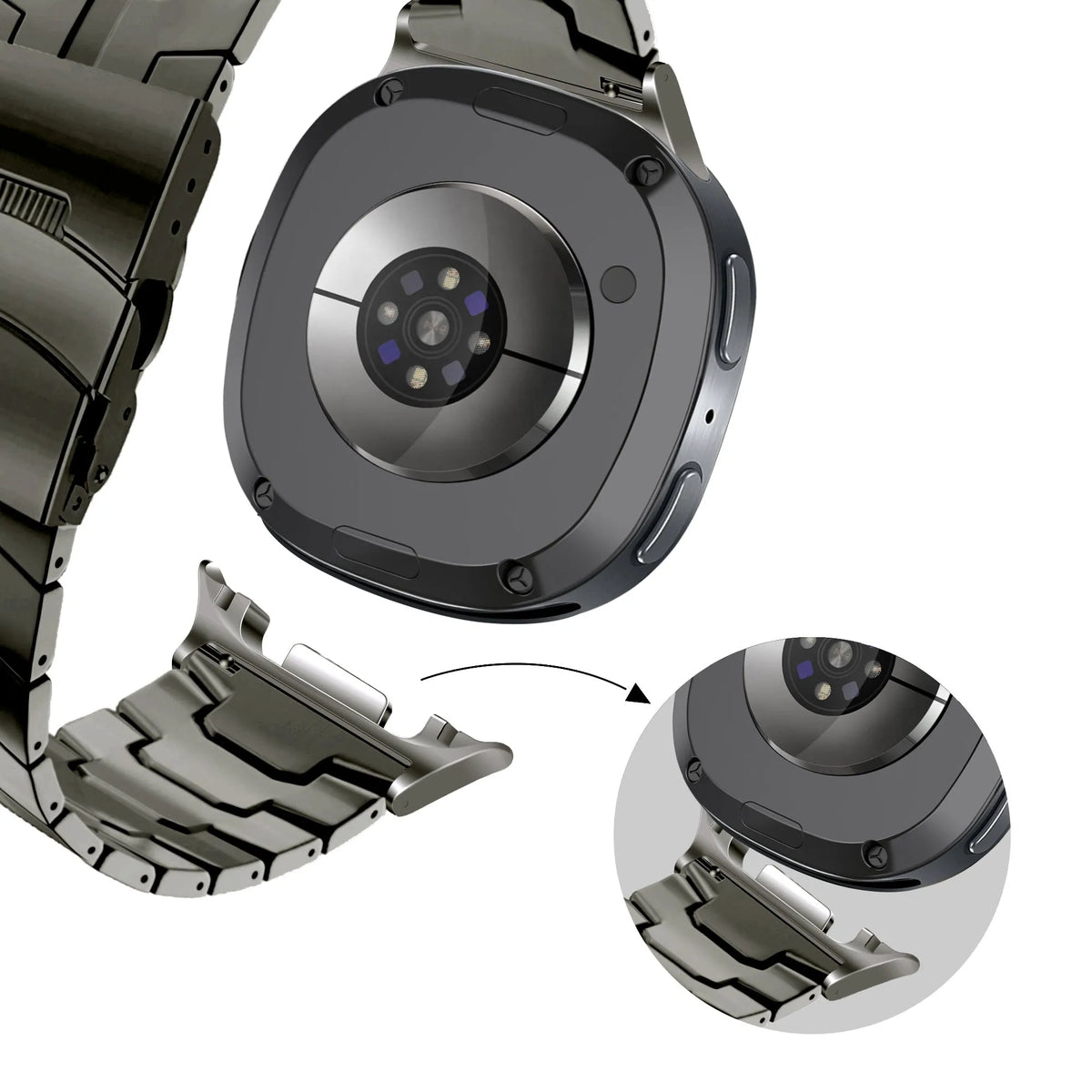 Bandz Samsung Galaxy Watch 8 Classic stalen band 'Iron' (grafiet)