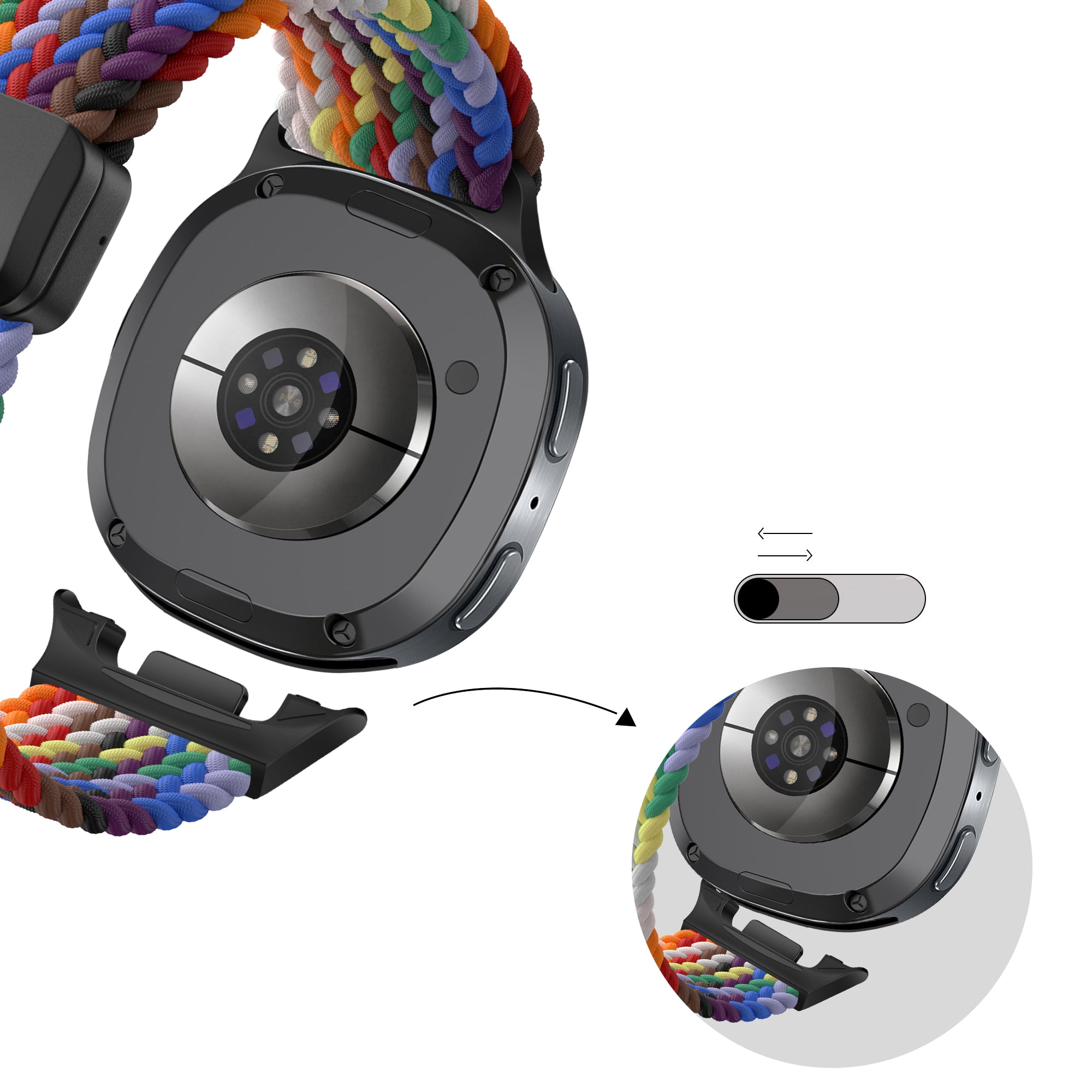 Bandz Samsung Galaxy Watch 8 Classic magnetisch geweven bandje (kleurrijk)
