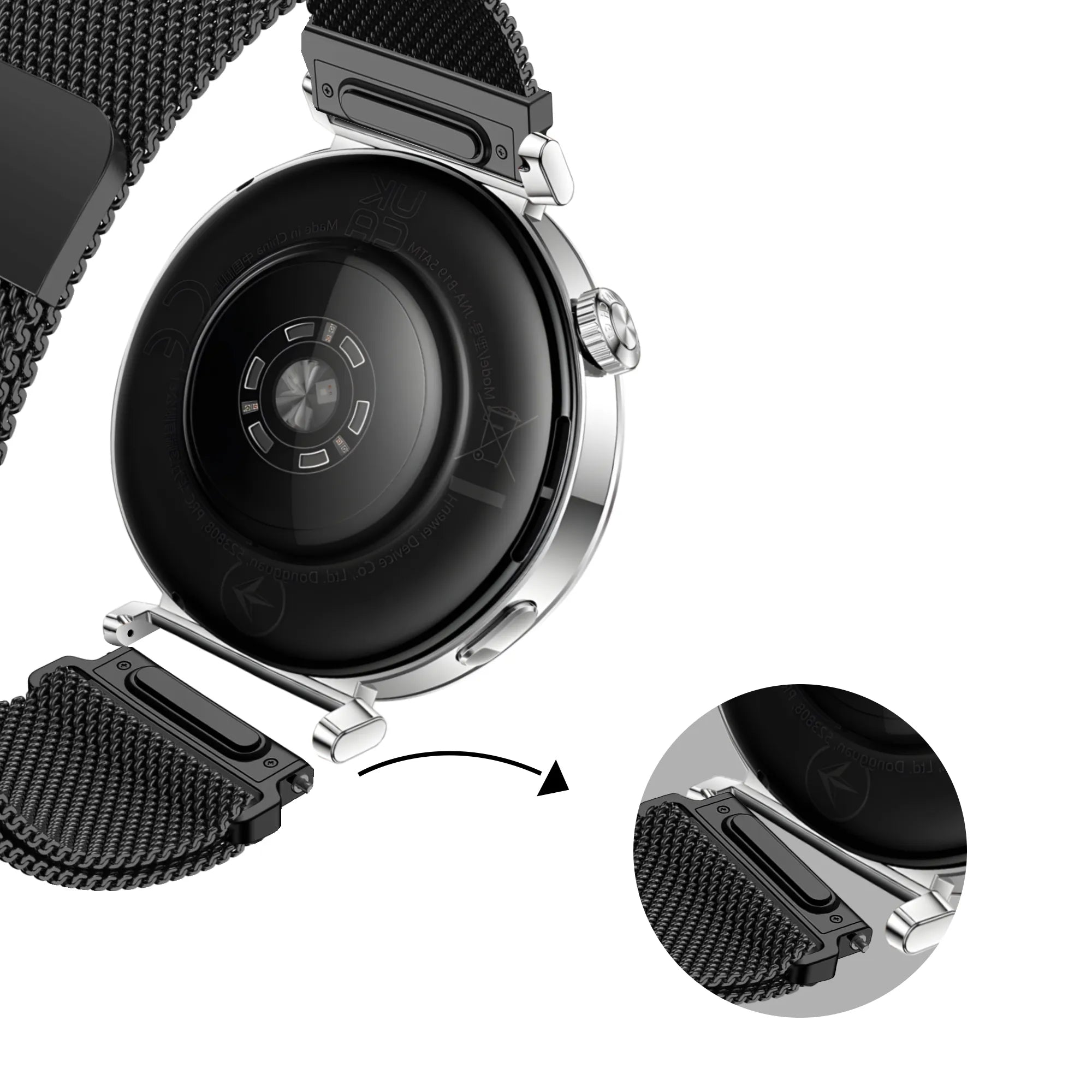 Bandz Huawei Watch GT 5 - 41mm Milanese band 'Easy fit' (zwart)